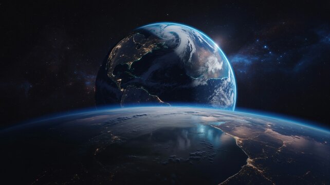 Two Earths in a stunning space vista, perfect for science or technology