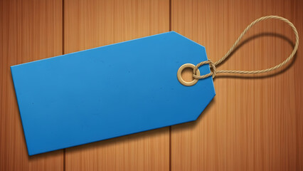blank price tag on wooden background
