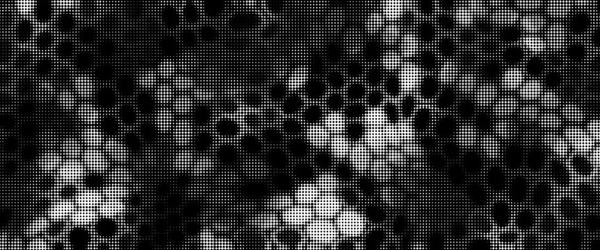 Abstract halftone seamless camouflage, led style texture. Dot pattern in black colors, camo digital background. Vector pixel art wallpaper