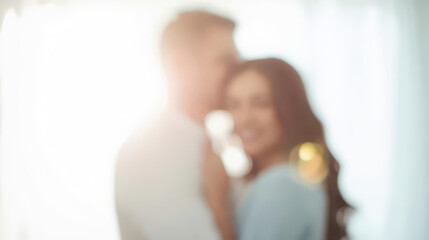 Fototapeta premium Couple embracing in soft light intimate setting lifestyle content exploring term life insurance benefits