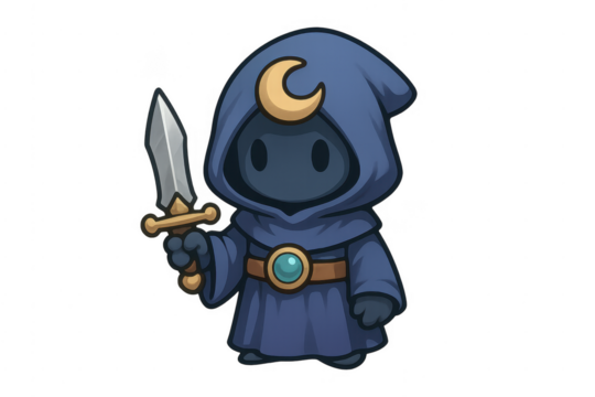 Chibi wizard holding a dagger for fantasy rpg game - Powered by Adobe