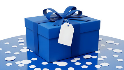 blue gift box with ribbon
