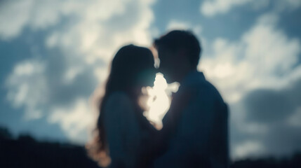 Couple embracing at sunset beach romantic moment soft clouds intimate viewpoint term life insurance importance