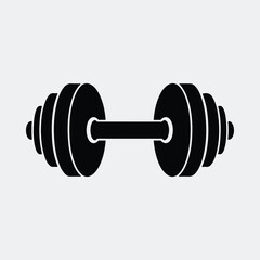 Silhouette of dumbbell fitness equipment for weightlifting training vector illustration