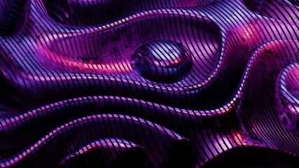Abstract Purple Metallic Waves. Modern abstract 3D illustration with clean composition and soft lighting. Ideal for technology projects, branding, web design, presentations and social media.