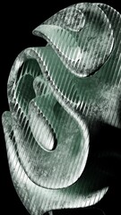 Abstract Curved Shapes in Green and Black