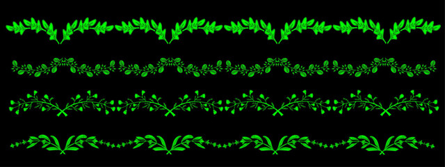 Green Floral Ornaments: A mesmerizing collection of ornamental plant-inspired design, featuring an intricate series of lush, green elements that create an aura of nature's beauty and elegance.