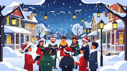 Snowy Christmas Caroling Night