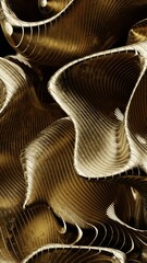 Abstract Golden Metallic Waves. Modern abstract 3D illustration with clean composition and soft lighting. Ideal for technology projects, branding, web design, presentations and social media.