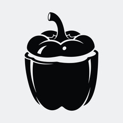 Silhouette pepper vegetable black cooking ingredient healthy food vector illustration