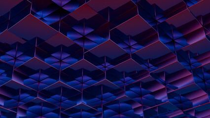 Abstract 3D Geometric Pattern in Blue and Purple