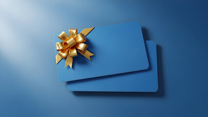 Elegant Blue Envelopes with Golden Ribbon – Premium Branding Mockup for Gifting, Marketing, and Packaging

