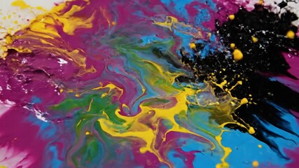 Colorful liquid splash dynamic abstract art flowing motion vibrant paint collision - Powered by Adobe