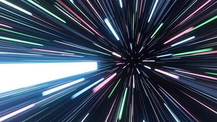 Hyper Speed Space Travel Illustration With Streaks of Light and Futuristic Technology Background Fast Motion Warp Speed Concept Time Travel Design