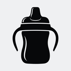 Silhouette sippy cup black and white minimalist vector illustration