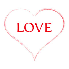 Love heart illustration for Valentine's Day, romantic greetings, or wedding invitations. Bold red 