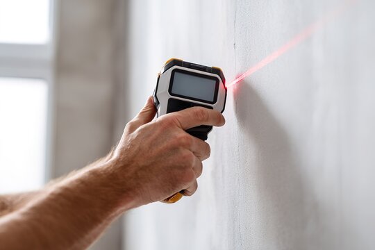 Tool used for measuring surface temperature in construction setting during daytime