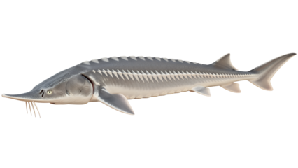 Sturgeon fish isolated on white a large freshwater species perfect for culinary or scientific illustration