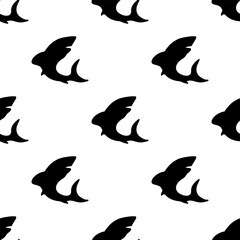 shark seamless pattern isolated on transparent background.