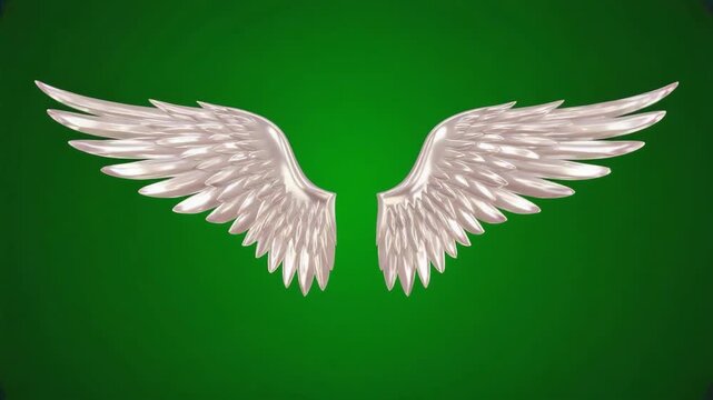 Angel Wings Animation on Green Screen Background Isolated Flapping Motion