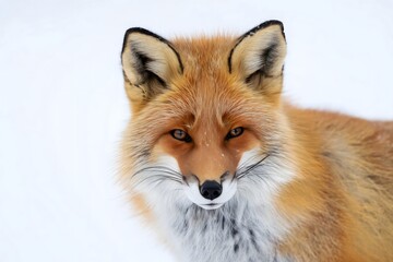 Fototapeta premium Intense Portrait of a Red Fox in Winter Snow