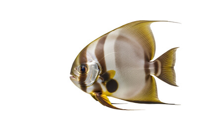 Orbicular batfish isolated on white a tropical fish with distinctive stripes perfect for marine life illustrations and educational materials