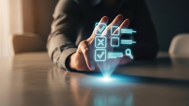 Modern checklist interface on hand, streamlining tasks efficiently now