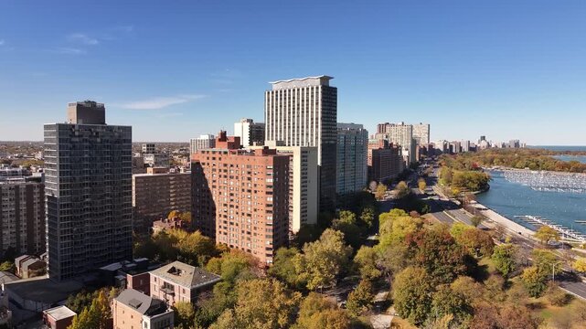  Aerial View of Lake Shore Drive Chicago Real Estate High-Rises&rdquo;
