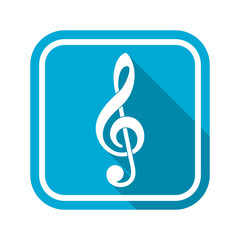 Music violin clef sign. G-clef with long shadow icon isolated on transparent background