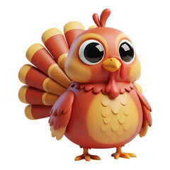 Adorable cartoon turkey character with big eyes, perfect for Thanksgiving and autumn designs