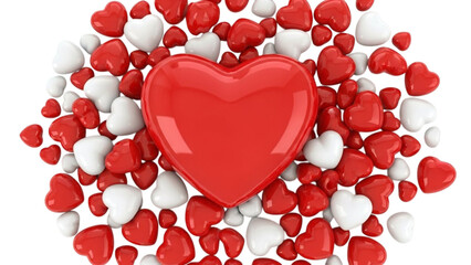 Pile of Red and White Hearts on Black Background love