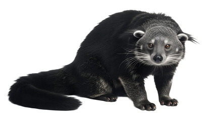 Binturong also known as a bearcat isolated on white background a viverrid native to South and Southeast Asia