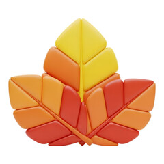 Autumn Leaf Icon Vibrant Fall Foliage in 3D