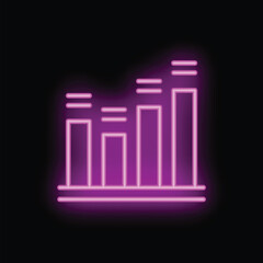 Neon pink bar chart is increasing on a black background