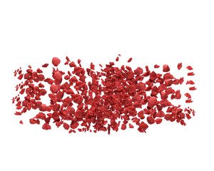 Pile of vibrant red freezedried raspberries against a stark black backdrop perfect for illustrating healthy snacks and ingredient closeups for food blogs on transparent background