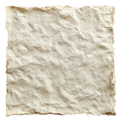 Textured natural paper with a rustic, handmade appearance, showcasing its unique fibers and rippled edges against a transparent background