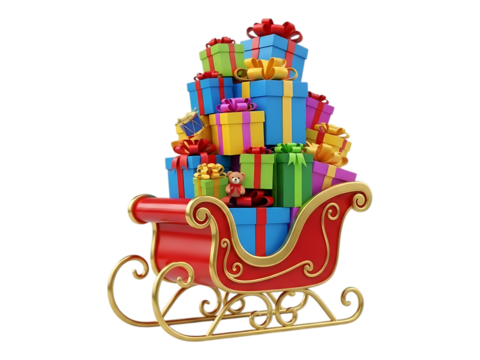 Festive Sleigh Ride A Mountain of Christmas Gifts on a Decorative Sleigh