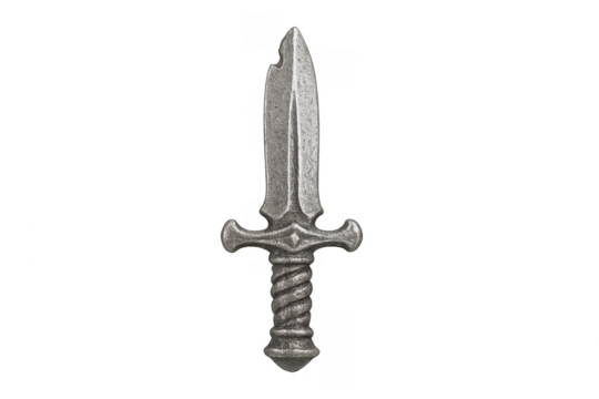 Ancient metallic dagger with weathered blade and hilt