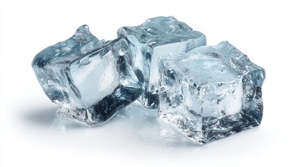 "Fresh Pieces of Ice Cut Out in Perfect Shapes, Isolated on White Background for Stunning Visual Appeal"
