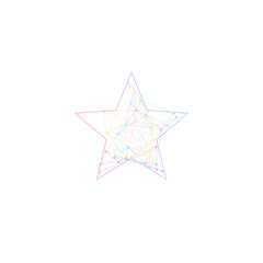 Abstract geometric star shape with connected lines and dots isolated on transparent background