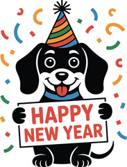 Happy New Year Dog Vector