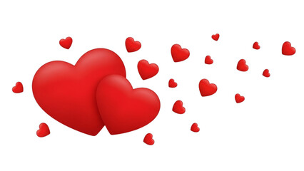 Red hearts of various sizes floating on a black background love romance