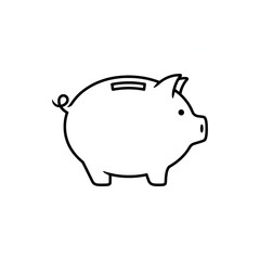 Simple Outline Icon of a Classic Piggy Bank