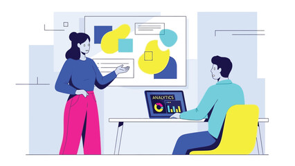 Professional business colleagues engaged in data analytics and strategic planning during office meeting for improving company performance and achieving objectives