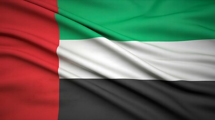 Obraz premium National flag of united arab emirates with smooth waving fabric in vibrant tricolor design 