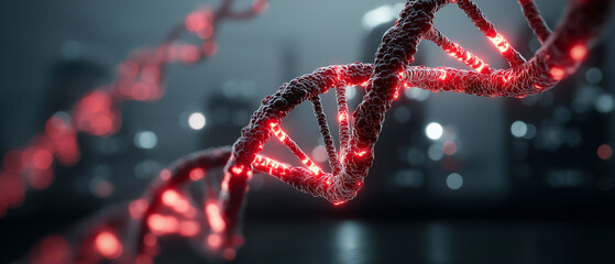 Abstract glowing DNA helix in clean lab environment for Rare Disease Day