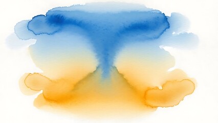 Dreamy watercolor wash abstract in serene blues and warm oranges, evokes calm and creative potential for artistic projects or unique backgrounds