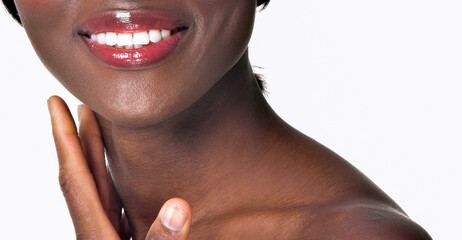 Beautiful  African-American woman. Black Beauty. Beautiful face of young adult woman with clean fresh skin.