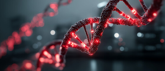 Abstract glowing DNA helix in clean lab environment for Rare Disease Day