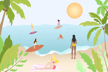 
the vector style illustration on theme of summer and vacation.
